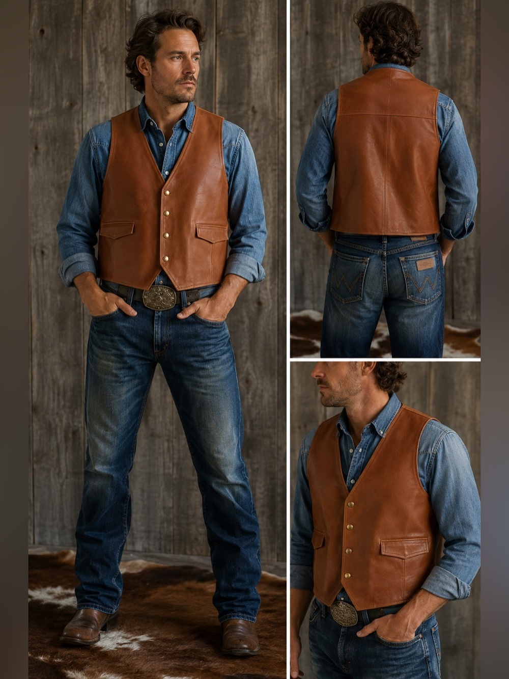 Coronado leather Men's Brown Leather Vest - Classic Casual Layering